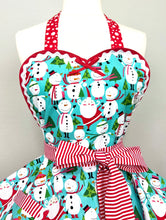 Load image into Gallery viewer, Merry Snowmen Christmas Apron, Winter Apron, Snowman and Santa Apron for Women