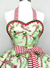 Load image into Gallery viewer, Candy Cane Greetings Christmas Apron, Woman's Apron