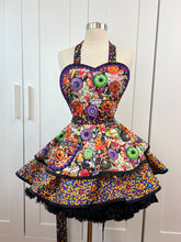 Load image into Gallery viewer, Monster Treats Halloween Apron, PinUp Apron- Halloween Party Retro Apron for Women by SassyFras Collection
