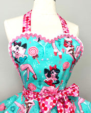 Load image into Gallery viewer, Naughty and Nice Peppermint Martini Christmas Apron, Brunette Beauty Woman's Apron