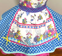 Load image into Gallery viewer, Happy Easter Vintage Bunnies PInUp Apron, Retro Apron/Easter Apron/Women's Apron