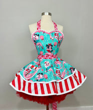 Load image into Gallery viewer, Naughty and Nice Peppermint Martini Christmas Apron, Brunette Beauty Woman's Apron