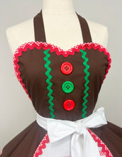 Load image into Gallery viewer, Gingerbread Girl Christmas Apron, Holiday Apron/Retro Apron for Women