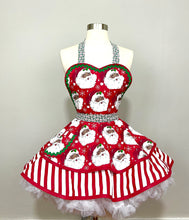 Load image into Gallery viewer, Vintage Santa Christmas Apron, Black Santa, Women's Apron