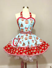 Load image into Gallery viewer, Gingerbread Village Christmas Apron, Retro Women's Apron