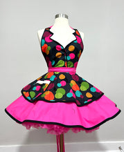 Load image into Gallery viewer, Betty the Car Hop Pin Up Apron, Sexy Costume Apron , Polka Dot Raspberry Sherbet, Retro