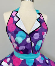 Load image into Gallery viewer, Betty the Car Hop Pin Up Apron, Polka Dot Aqua Ice 50s Diner, Retro Aprons for Women
