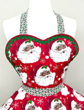Load image into Gallery viewer, Vintage Santa Christmas Apron, Black Santa, Women's Apron
