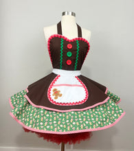 Load image into Gallery viewer, Gingerbread Girl Christmas Apron, Holiday Apron/Retro Apron for Women