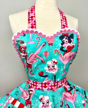 Load image into Gallery viewer, Naughty and Nice Peppermint Martini Christmas Apron, Blonde Bombshell, Woman's Apron