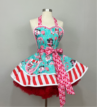 Load image into Gallery viewer, Naughty and Nice Peppermint Martini Christmas Apron, Brunette Beauty Woman's Apron