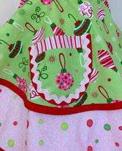 Load image into Gallery viewer, In the PInk (and Green) Ornaments Christmas Apron