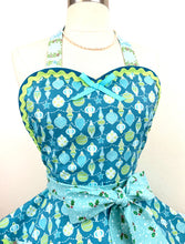 Load image into Gallery viewer, Holiday In Blue Christmas Apron, Women's Apron