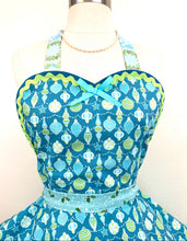 Load image into Gallery viewer, Holiday In Blue Christmas Apron, Women's Apron
