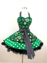 Load image into Gallery viewer, All The Luck St. Patrick's Day Apron, Shamrock Woman's Apron