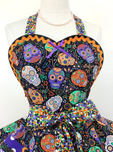 Load image into Gallery viewer, Party Skulls Apron, Mardi Gras Apron, Woman's Hostess Apron