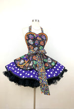Load image into Gallery viewer, Party Skulls Apron, Mardi Gras Apron, Woman's Hostess Apron