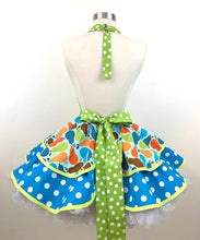 Load image into Gallery viewer, Pears Galore Retro Apron, Blue and Green, Women's Apron