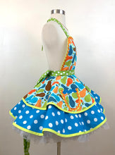 Load image into Gallery viewer, Pears Galore Retro Apron, Blue and Green, Women's Apron