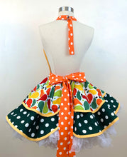 Load image into Gallery viewer, Pears Galore Retro Apron, Green and Orange, Women's Apron