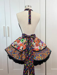 Monster Treats Halloween Apron, PinUp Apron- Halloween Party Retro Apron for Women by SassyFras Collection