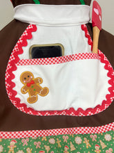 Load image into Gallery viewer, Gingerbread Girl Christmas Apron, Holiday Apron/Retro Apron for Women
