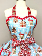 Load image into Gallery viewer, Gingerbread Village Christmas Apron, Retro Women&#39;s Apron
