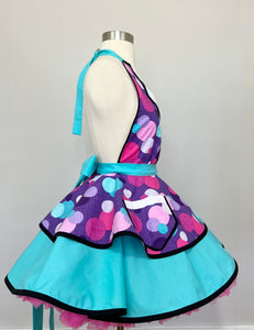 Betty the Car Hop Pin Up Apron, Polka Dot Aqua Ice 50s Diner, Retro Aprons for Women