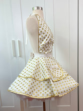 Load image into Gallery viewer, Marilyn Monroe Inspired Gold Dot Pin Up Apron, All That Glitters, Some Like It Hot, Retro Hostess Apron

