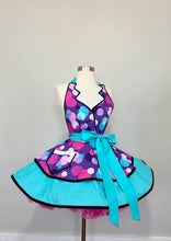 Load image into Gallery viewer, Betty the Car Hop Pin Up Apron, Polka Dot Aqua Ice 50s Diner, Retro Aprons for Women
