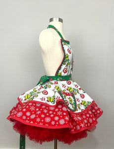 Grinch Christmas Apron, Best Gifts /Holiday Apron/Retro Apron