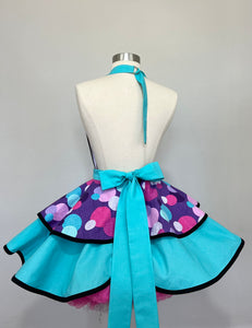 Betty the Car Hop Pin Up Apron, Polka Dot Aqua Ice 50s Diner, Retro Aprons for Women