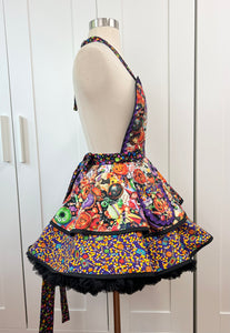 Monster Treats Halloween Apron, PinUp Apron- Halloween Party Retro Apron for Women by SassyFras Collection