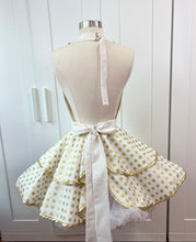 Load image into Gallery viewer, Marilyn Monroe Inspired Gold Dot Pin Up Apron, All That Glitters, Some Like It Hot, Retro Hostess Apron
