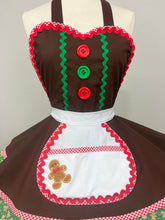Load image into Gallery viewer, Gingerbread Girl Christmas Apron, Holiday Apron/Retro Apron for Women
