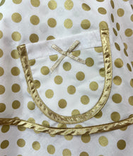 Load image into Gallery viewer, Marilyn Monroe Inspired Gold Dot Pin Up Apron, All That Glitters, Some Like It Hot, Retro Hostess Apron
