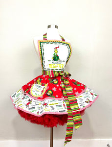 Grinch Christmas Apron, Registered Regifter - Ready To Ship, Merry Grinchmas Apron for Women