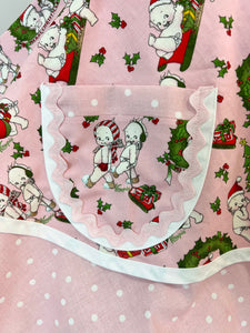 Vintage Kewpie Dolls Pink Christmas Apron