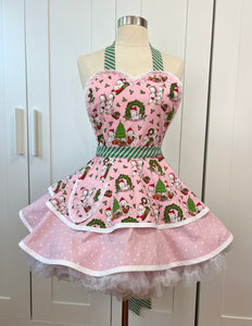 Vintage Kewpie Dolls Pink Christmas Apron