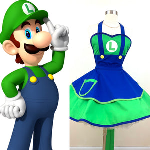 Luigi Costume Apron, Mario Bros, Adult