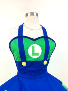 Luigi Costume Apron, Mario Bros, Adult