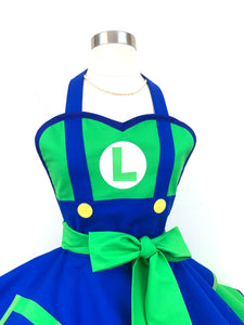 Luigi Costume Apron, Mario Bros, Adult