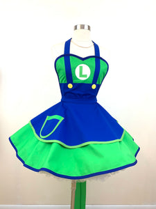 Luigi Costume Apron, Mario Bros, Adult