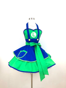 Luigi Costume Apron, Mario Bros, Adult