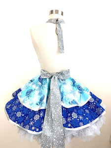 Ornaments and Snowflakes Blue Christmas Apron
