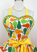 Load image into Gallery viewer, Pears Galore Retro Apron, Orange and Yellow, Women&#39;s Apron
