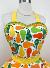 Load image into Gallery viewer, Pears Galore Retro Apron, Orange and Yellow, Women&#39;s Apron
