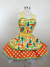 Load image into Gallery viewer, Pears Galore Retro Apron, Orange and Yellow, Women&#39;s Apron
