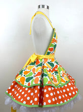Load image into Gallery viewer, Pears Galore Retro Apron, Orange and Yellow, Women&#39;s Apron

