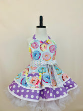 Load image into Gallery viewer, Girl&#39;s Rainbow Donuts Apron, Child&#39;s Apron
